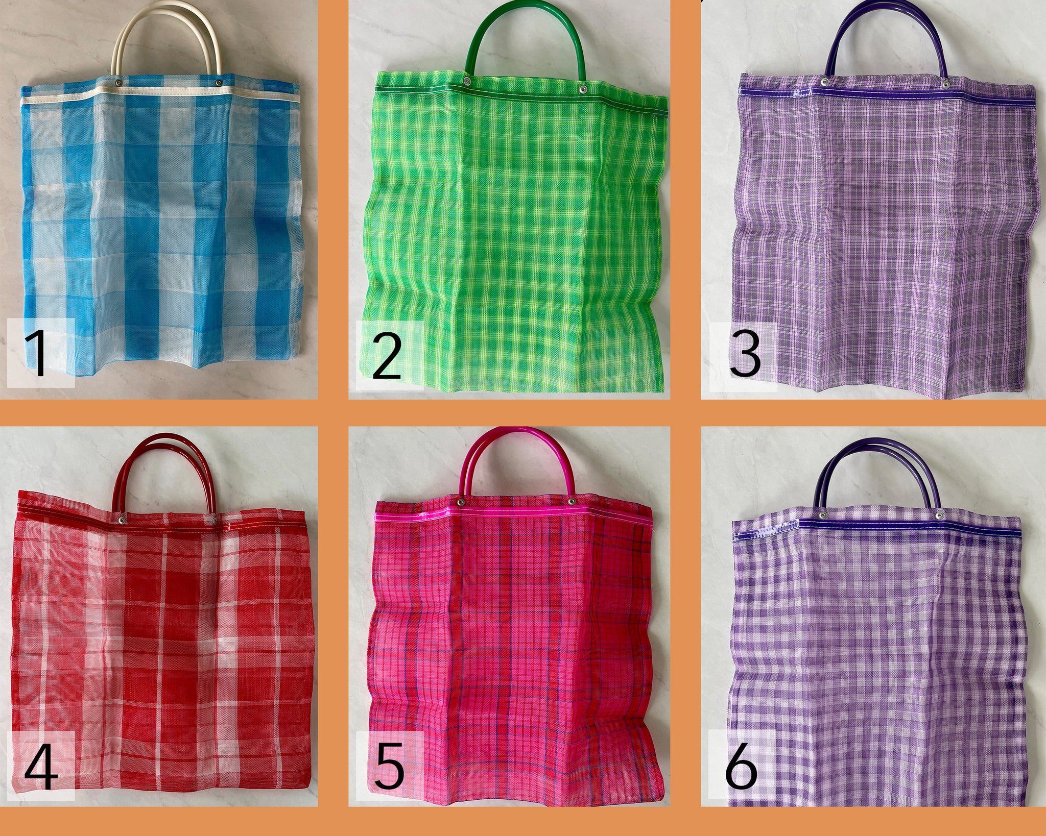Medium Mexican Plastic Tote Beach Market Bag 14.5 x 15 in Pura Vida