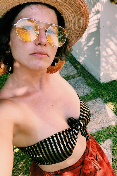 Cala Swimsuit Black and Gold Lines Pura Vida