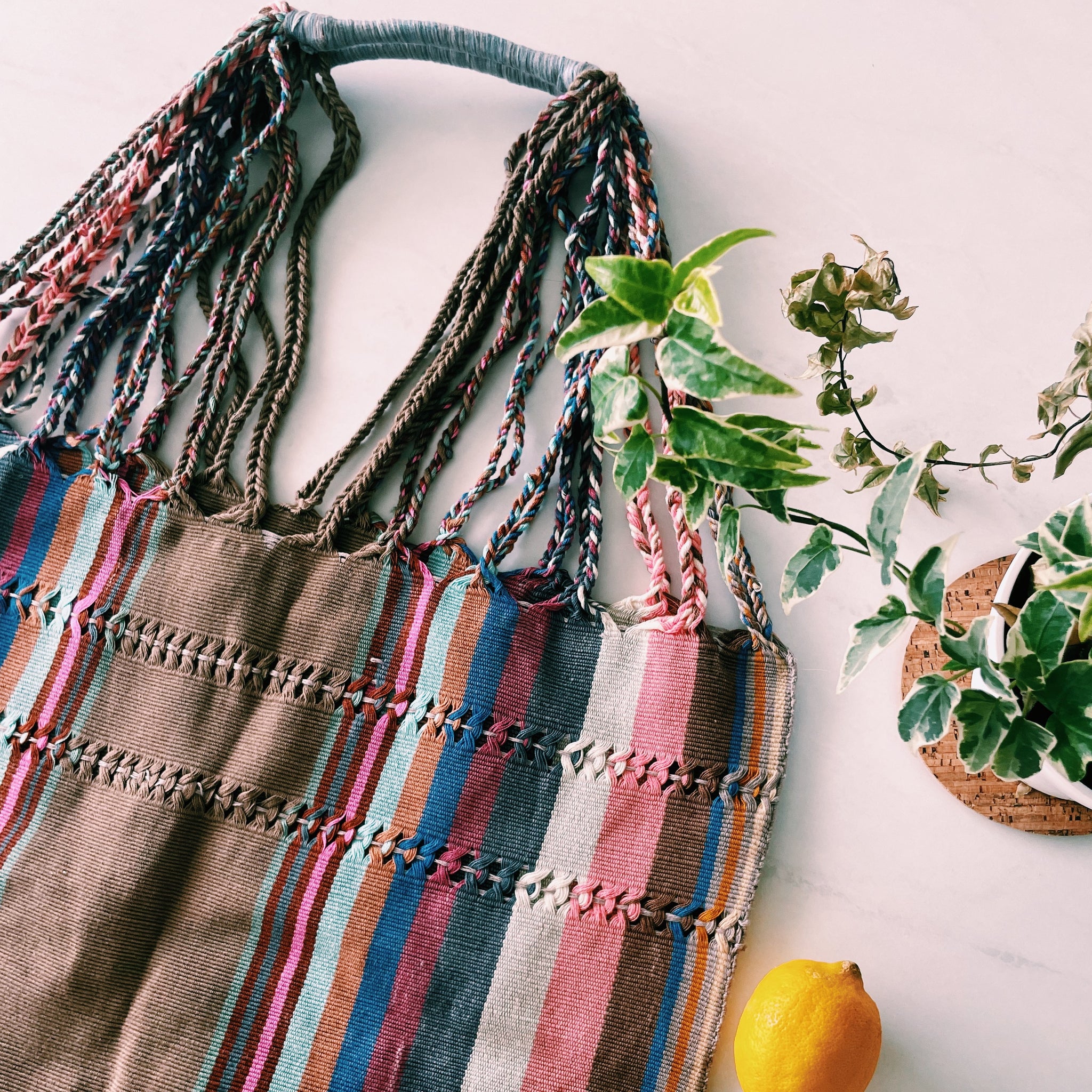 Mexican Cotton Loom Market Bag 16 x 14 in Pura Vida