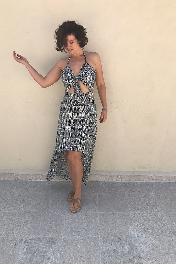 Tropical Beach Coverup Black and White Pattern Pura Vida