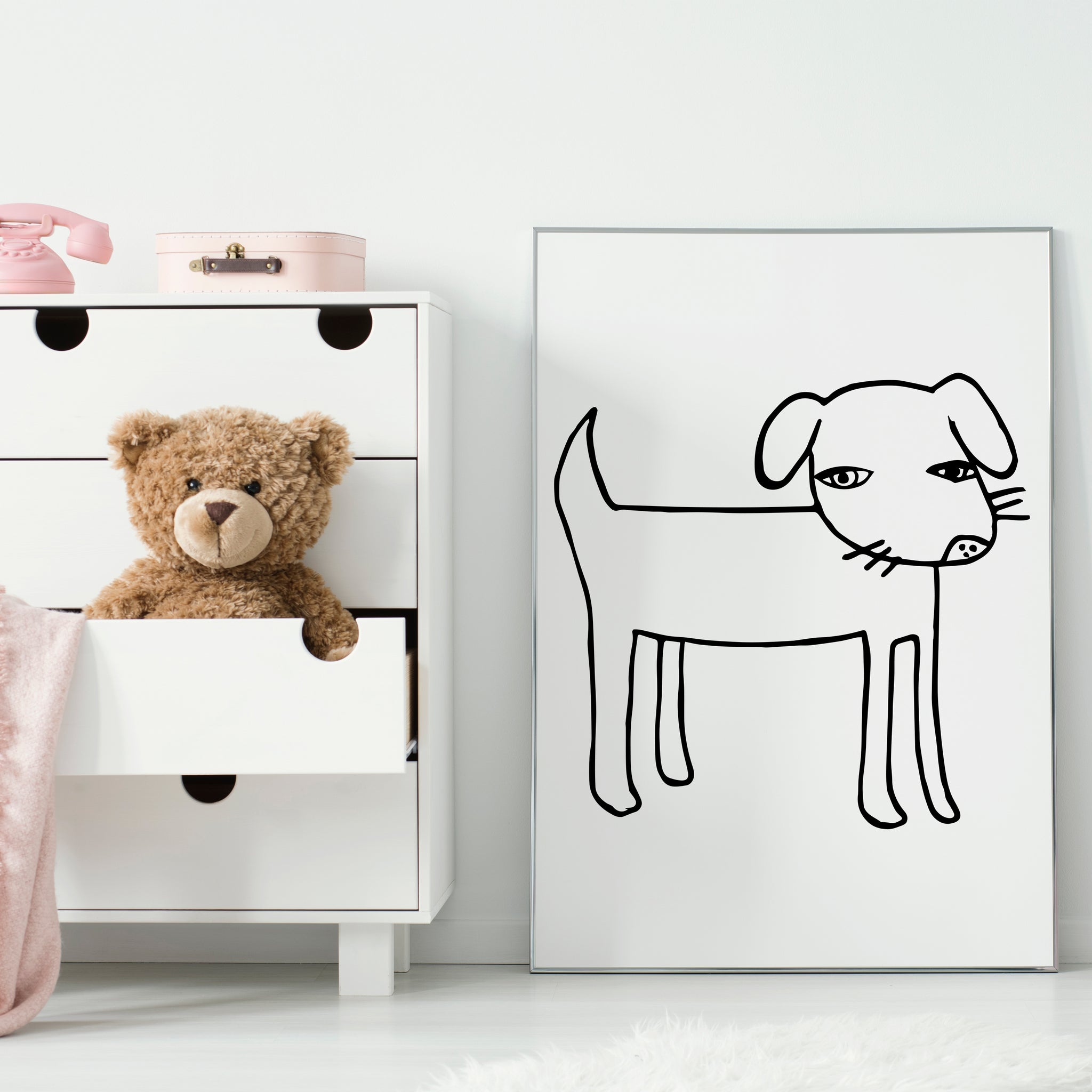 Black and White Dog Nursery Art Print Pura Vida