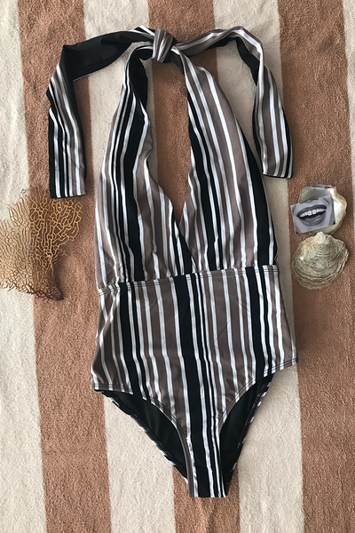 Esmeralda Swimsuit Beige Lines Pura Vida