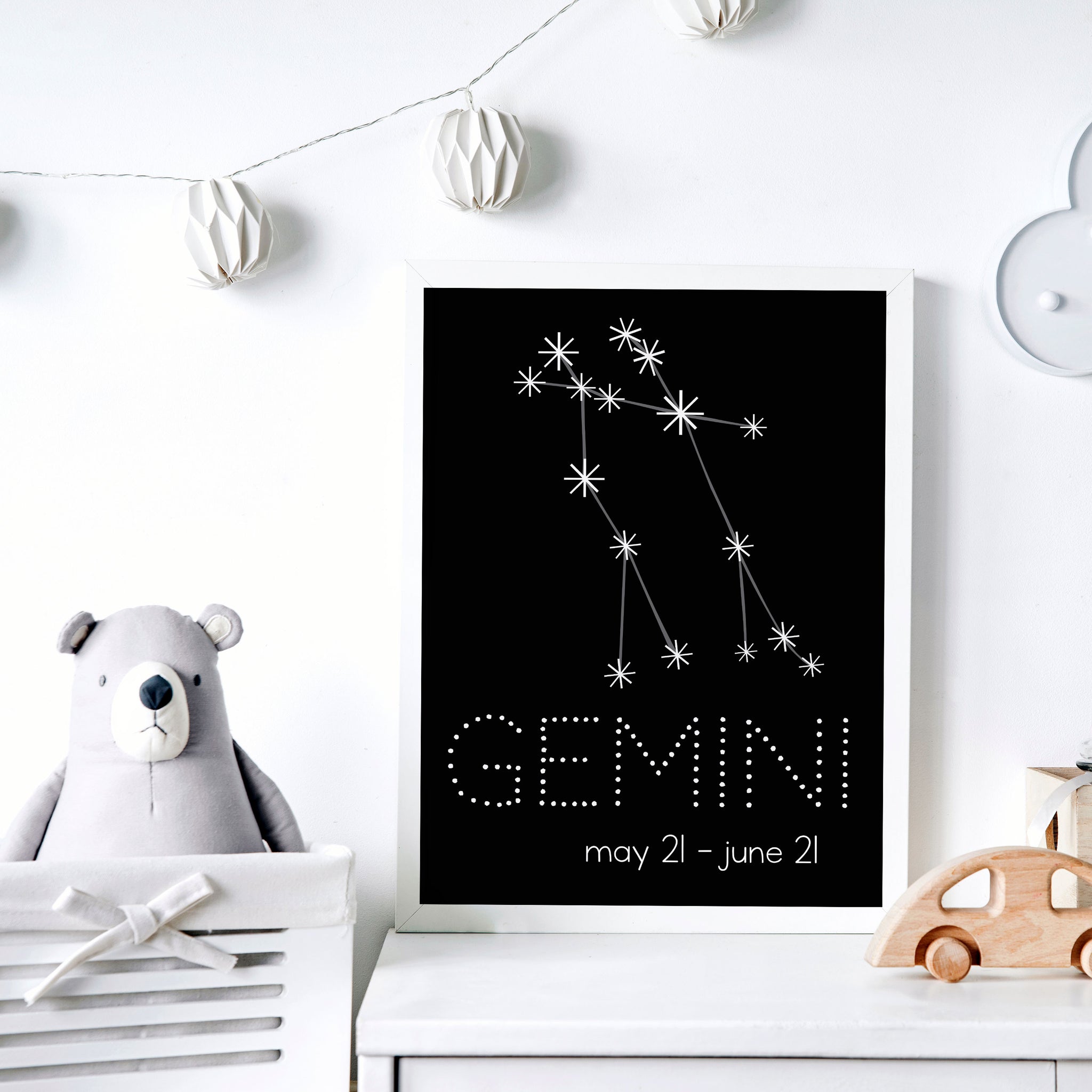 Gemini Constellation Zodiac Nursery Poster Pura Vida