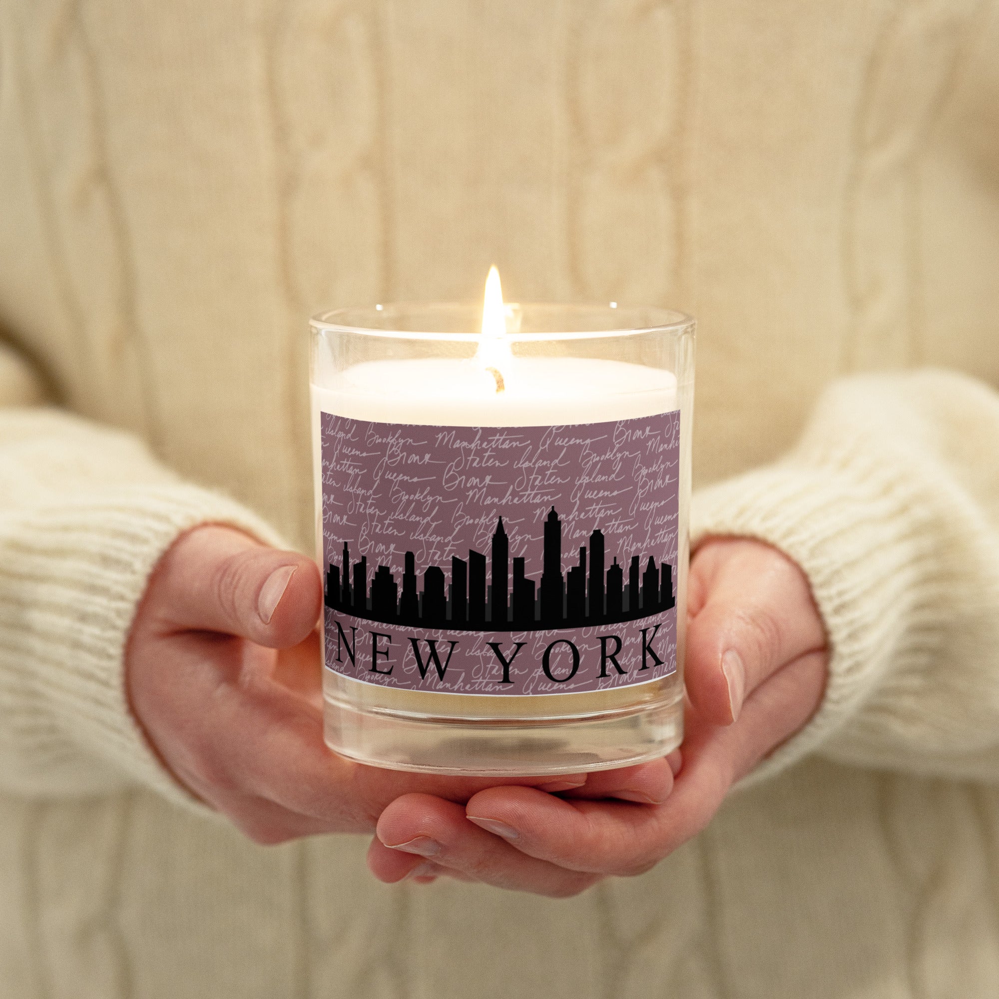 New York Glass jar soy wax candle Pura Vida