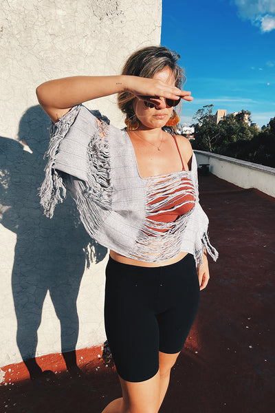 Zipolite Gray Short Top Pura Vida