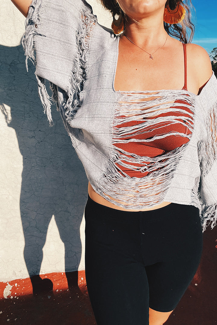 Zipolite Gray Short Top Pura Vida