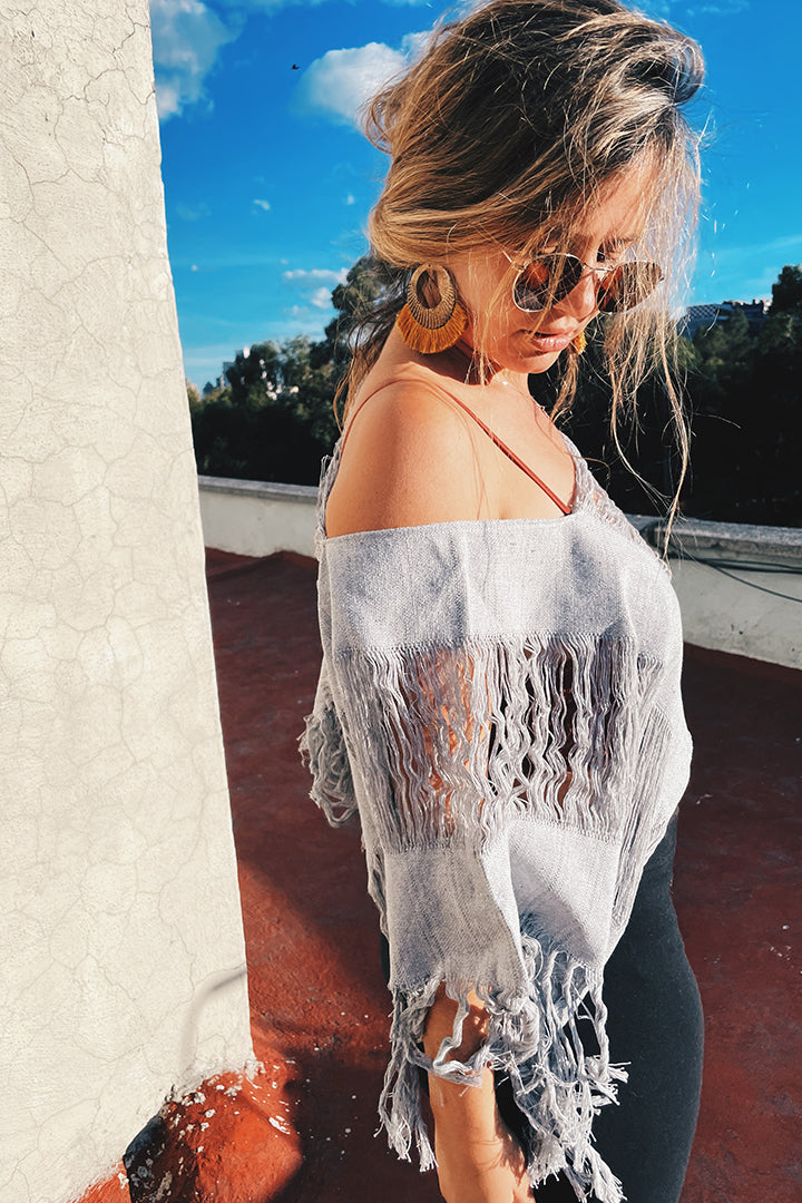 Zipolite Gray Short Top Pura Vida