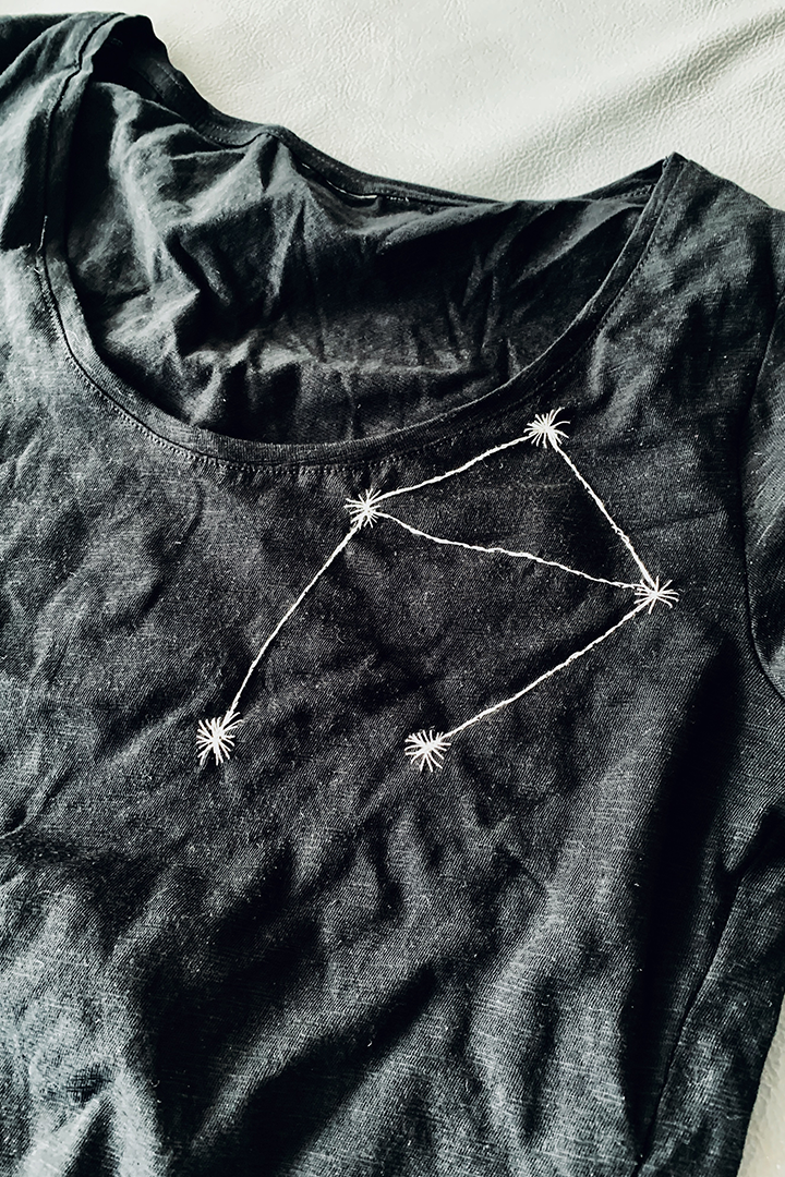 Constellation Embroidered T-Shirt Libra Man Pura Vida