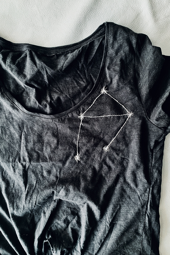 Constellation Embroidered T-Shirt Libra Man