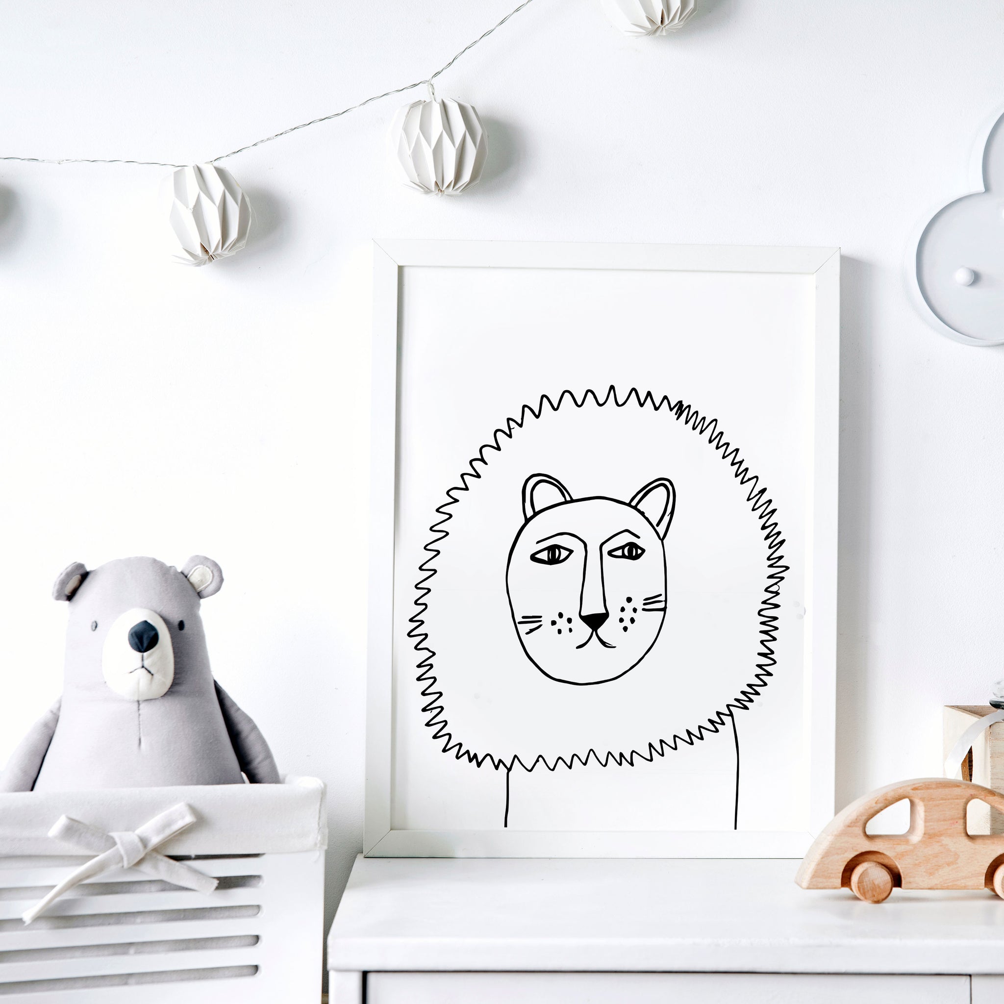 Lion Portrait Nursery Art Print Pura Vida