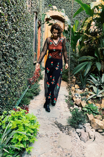 Impala Mesh Coverup Embroidered Flowers Pura Vida