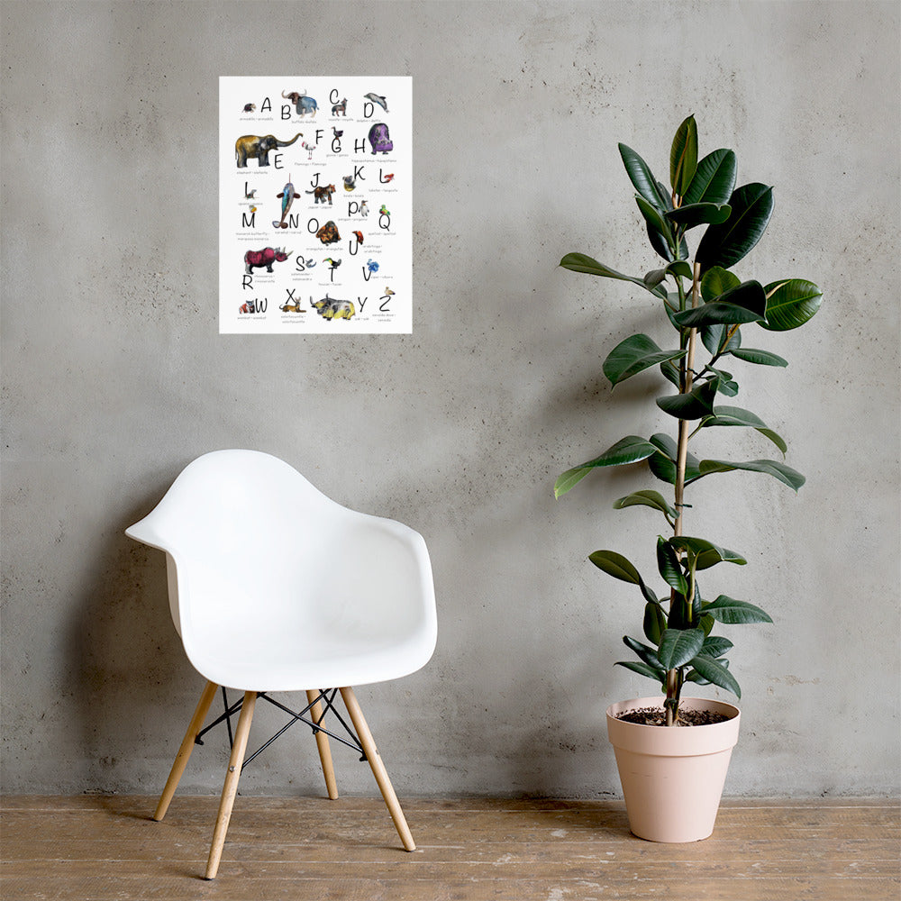 Bilingual English Spanish Animal Alphabet Nursery Art Print Pura Vida