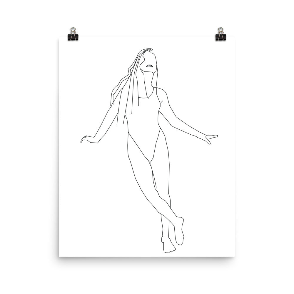 Alana Black and White Line Art Poster Pura Vida
