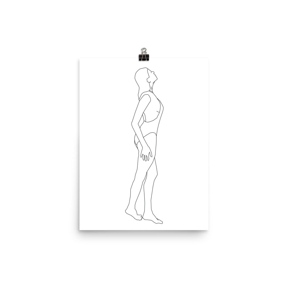 Charlie Black and White Line Art Poster Pura Vida