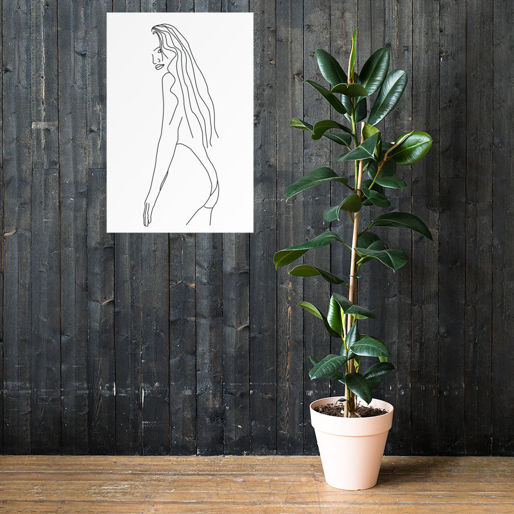 Melanie Black and White Line Art Poster Pura Vida
