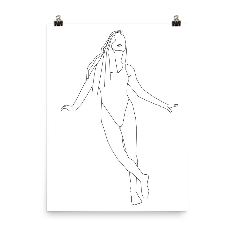 Alana Black and White Line Art Poster Pura Vida