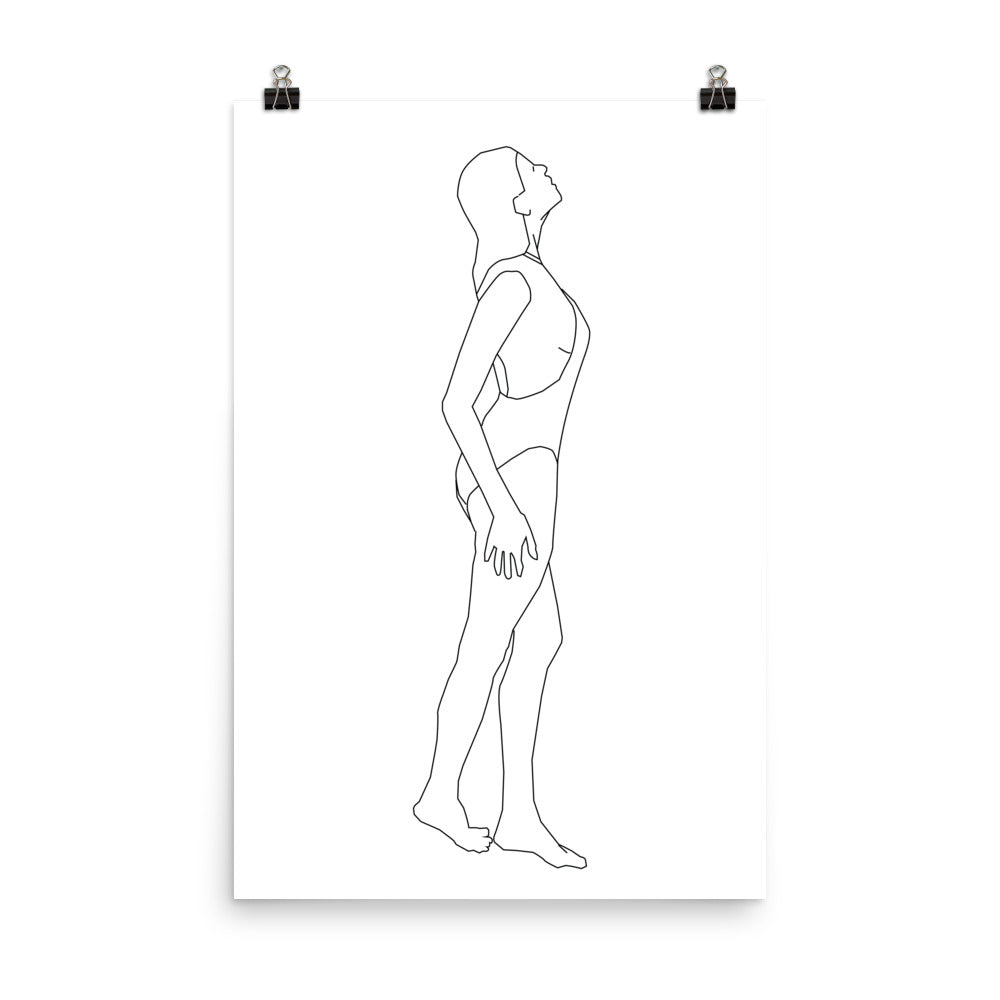 Charlie Black and White Line Art Poster Pura Vida