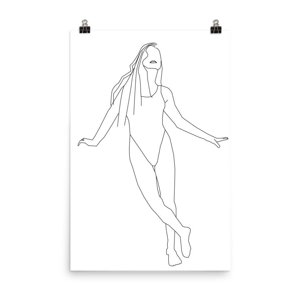 Alana Black and White Line Art Poster Pura Vida