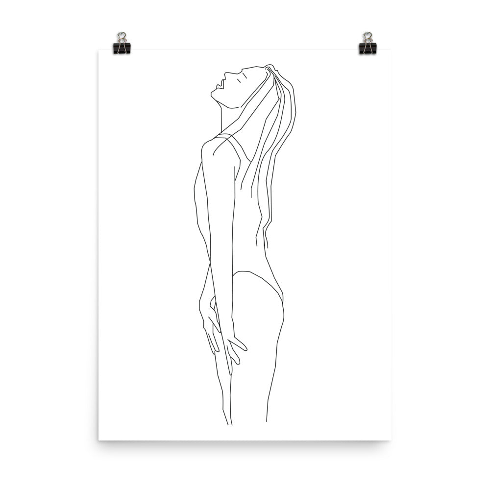Ariane Black and White Line Art Poster Pura Vida