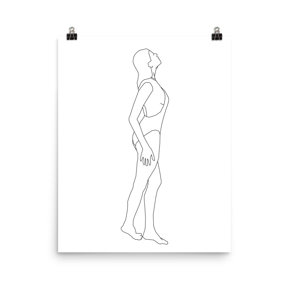 Charlie Black and White Line Art Poster Pura Vida