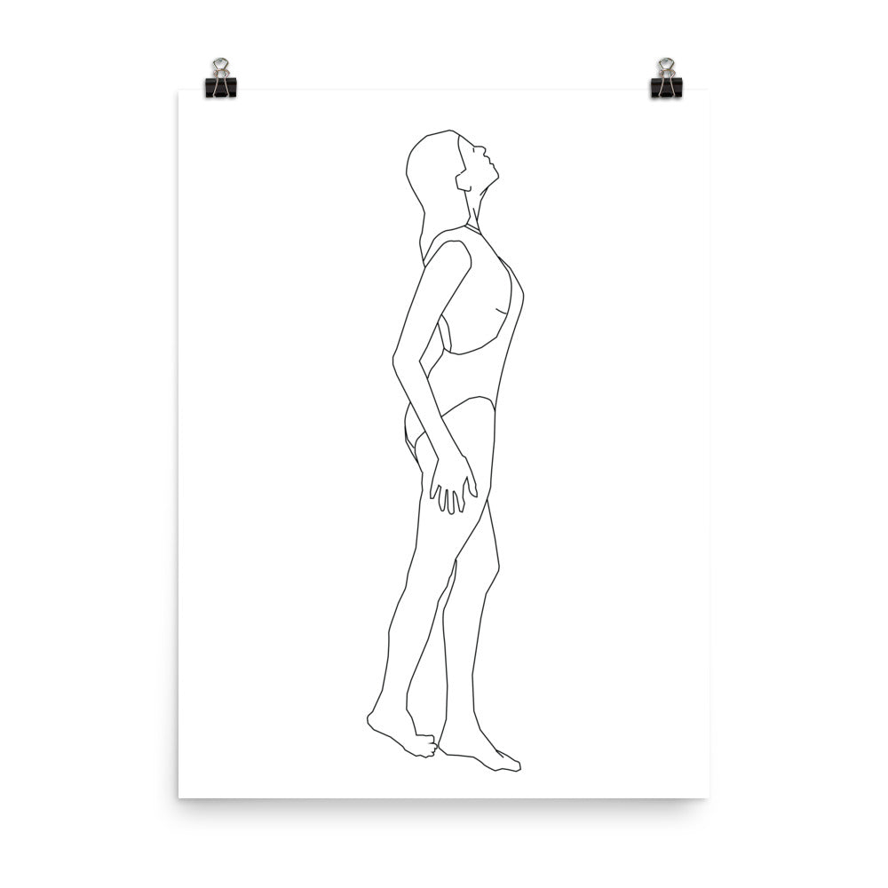 Charlie Black and White Line Art Poster Pura Vida