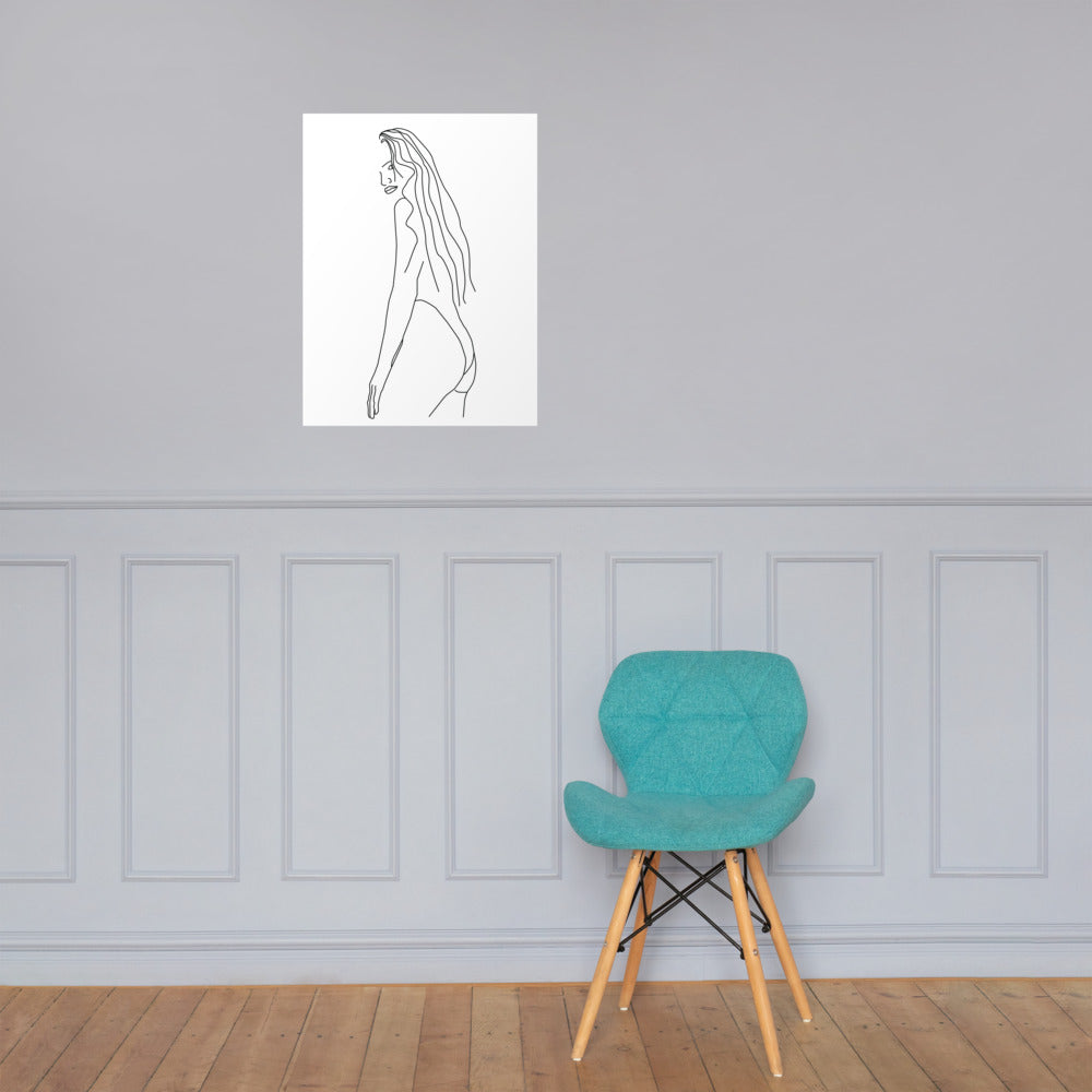 Melanie Black and White Line Art Poster Pura Vida
