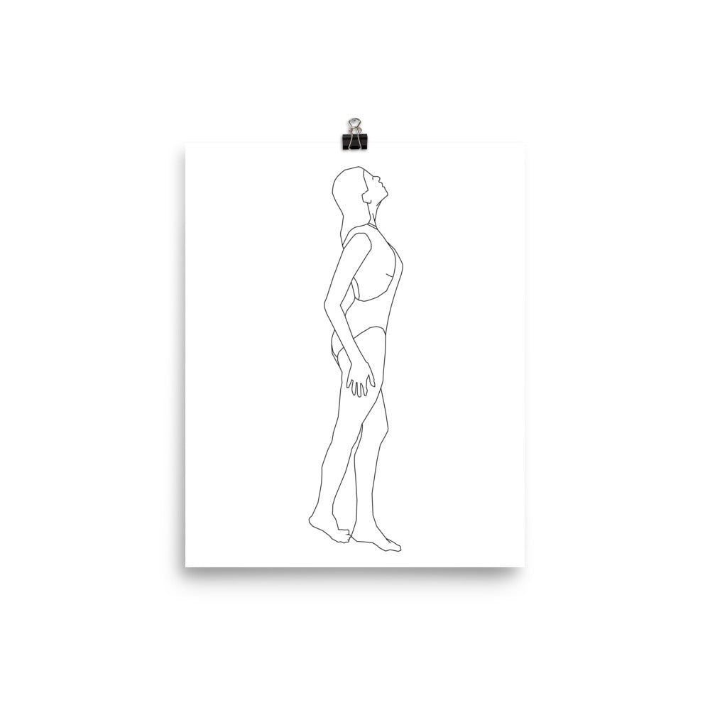 Charlie Black and White Line Art Poster Pura Vida