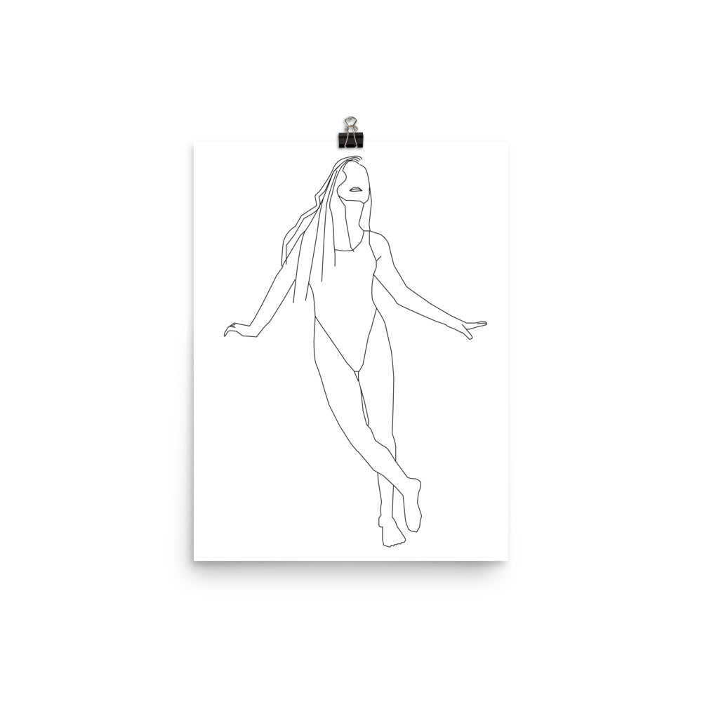 Alana Black and White Line Art Poster Pura Vida