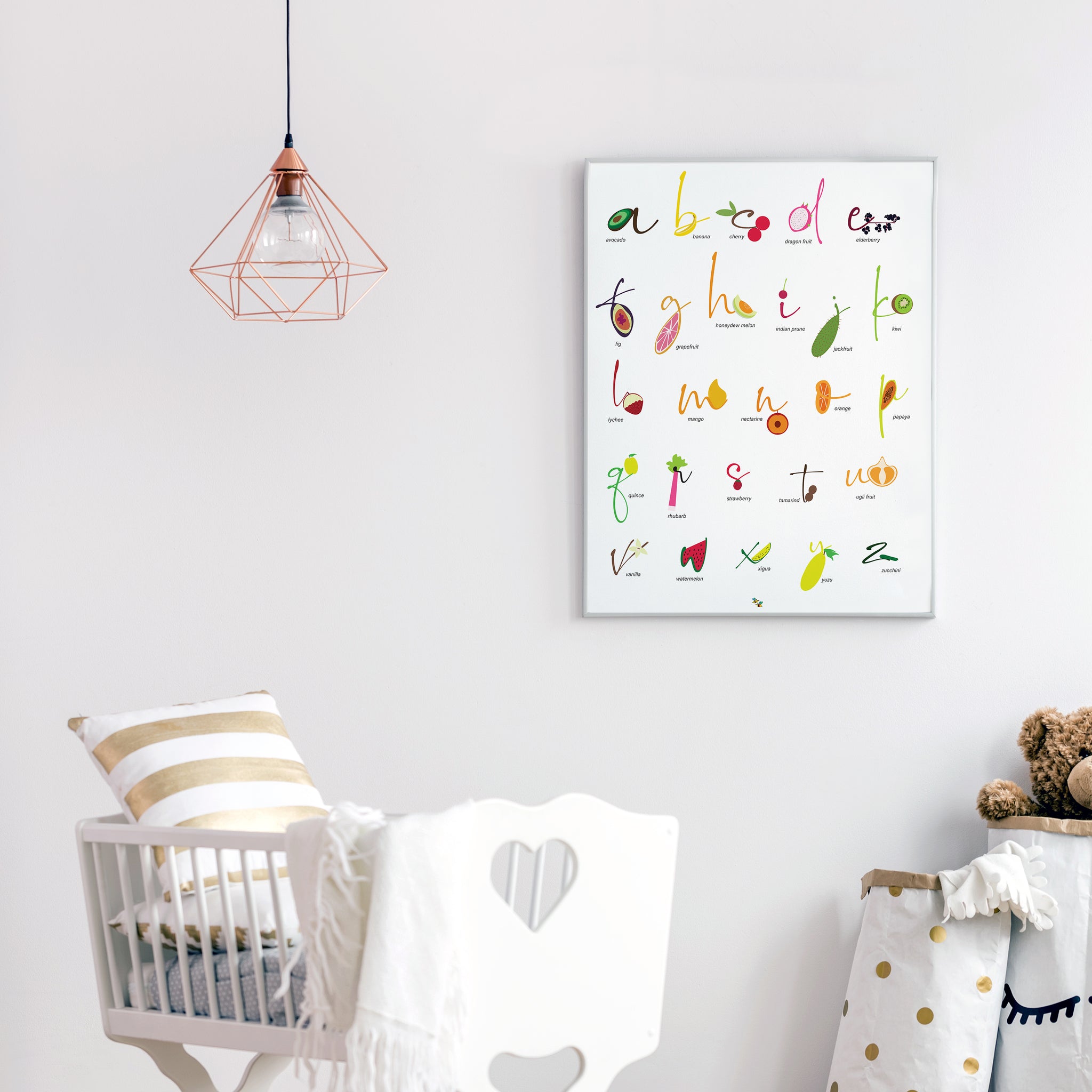 Foods: Fruits English Alphabet Nursery and Kitchen Art Print Pura Vida