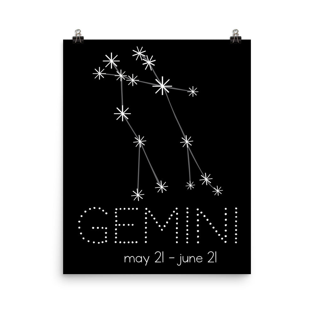 Gemini Constellation Zodiac Nursery Poster