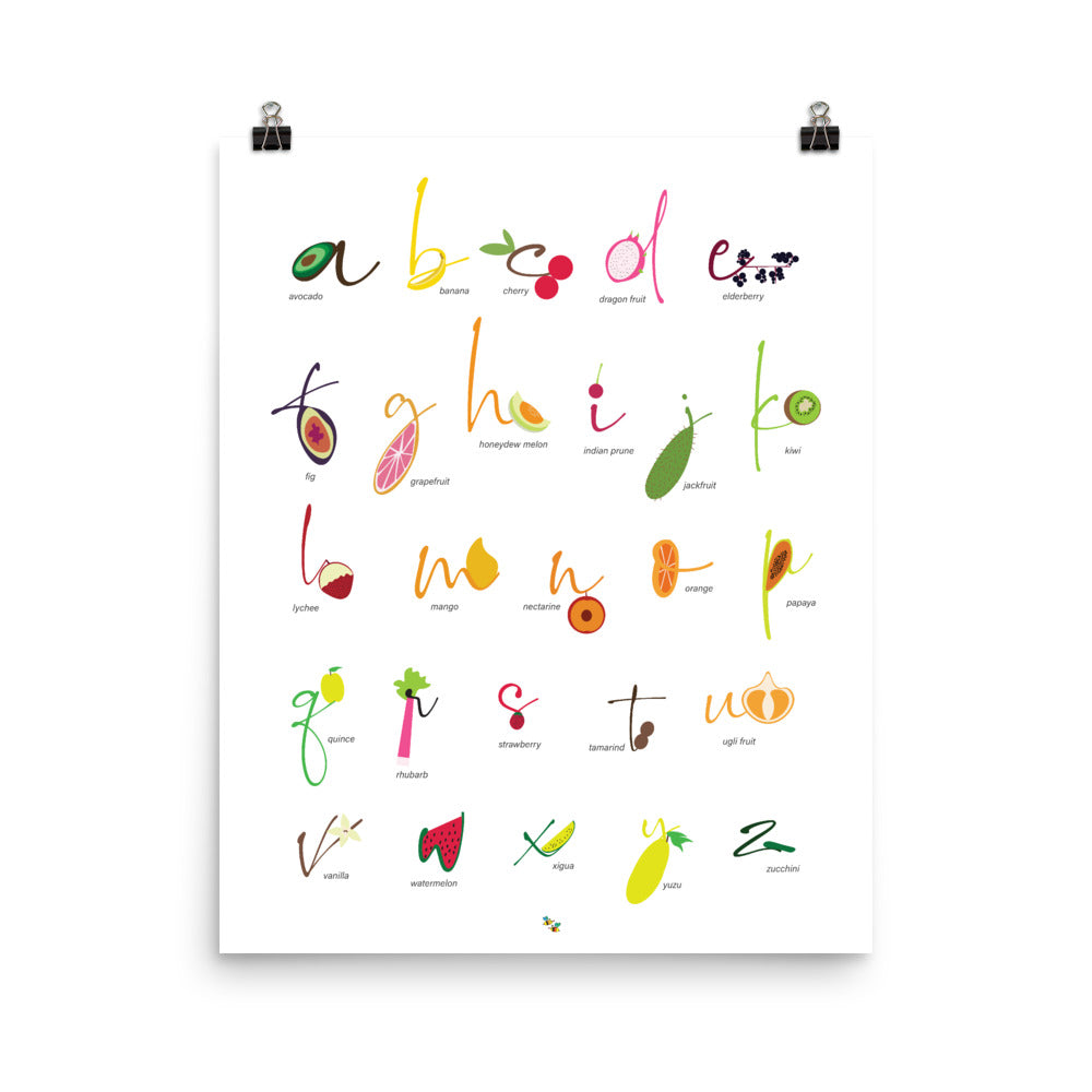 Foods: Fruits English Alphabet Nursery and Kitchen Art Print Pura Vida