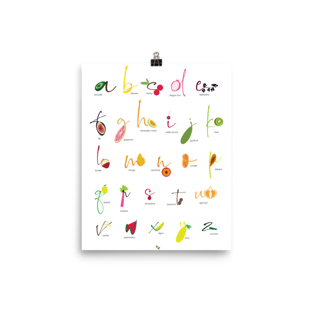 Foods: Fruits English Alphabet Nursery and Kitchen Art Print Pura Vida