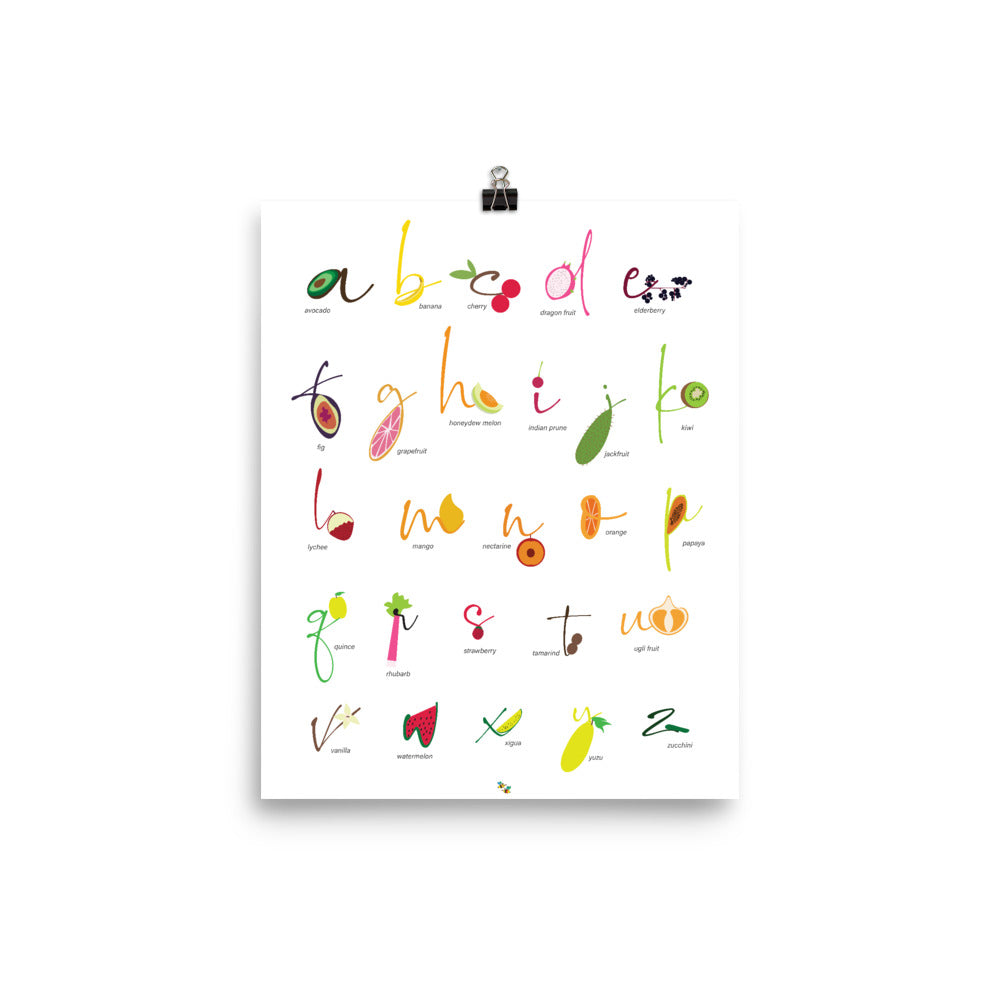 Foods: Fruits English Alphabet Nursery and Kitchen Art Print Pura Vida