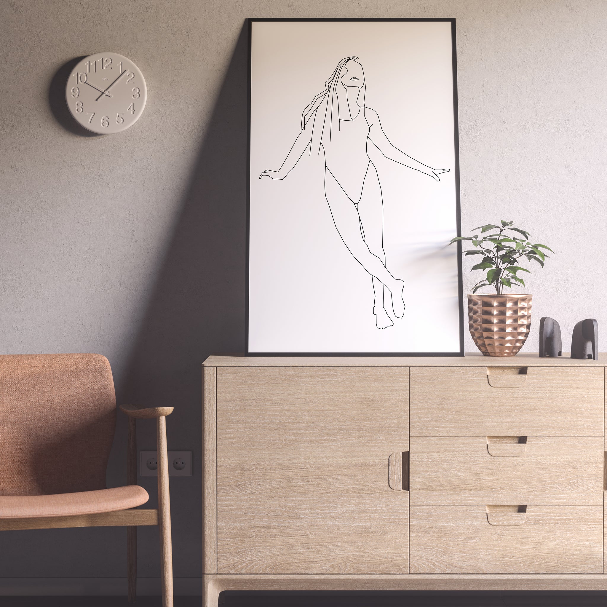 Alana Black and White Line Art Poster Pura Vida