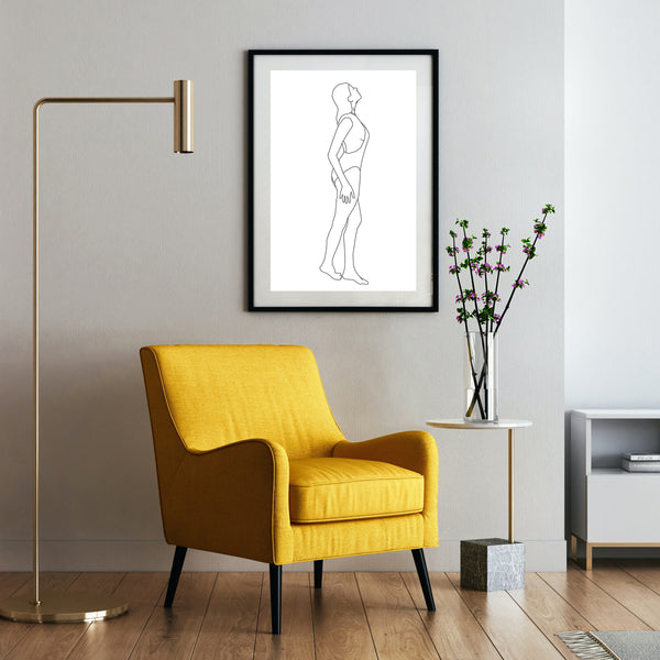 Charlie Black and White Line Art Poster Pura Vida