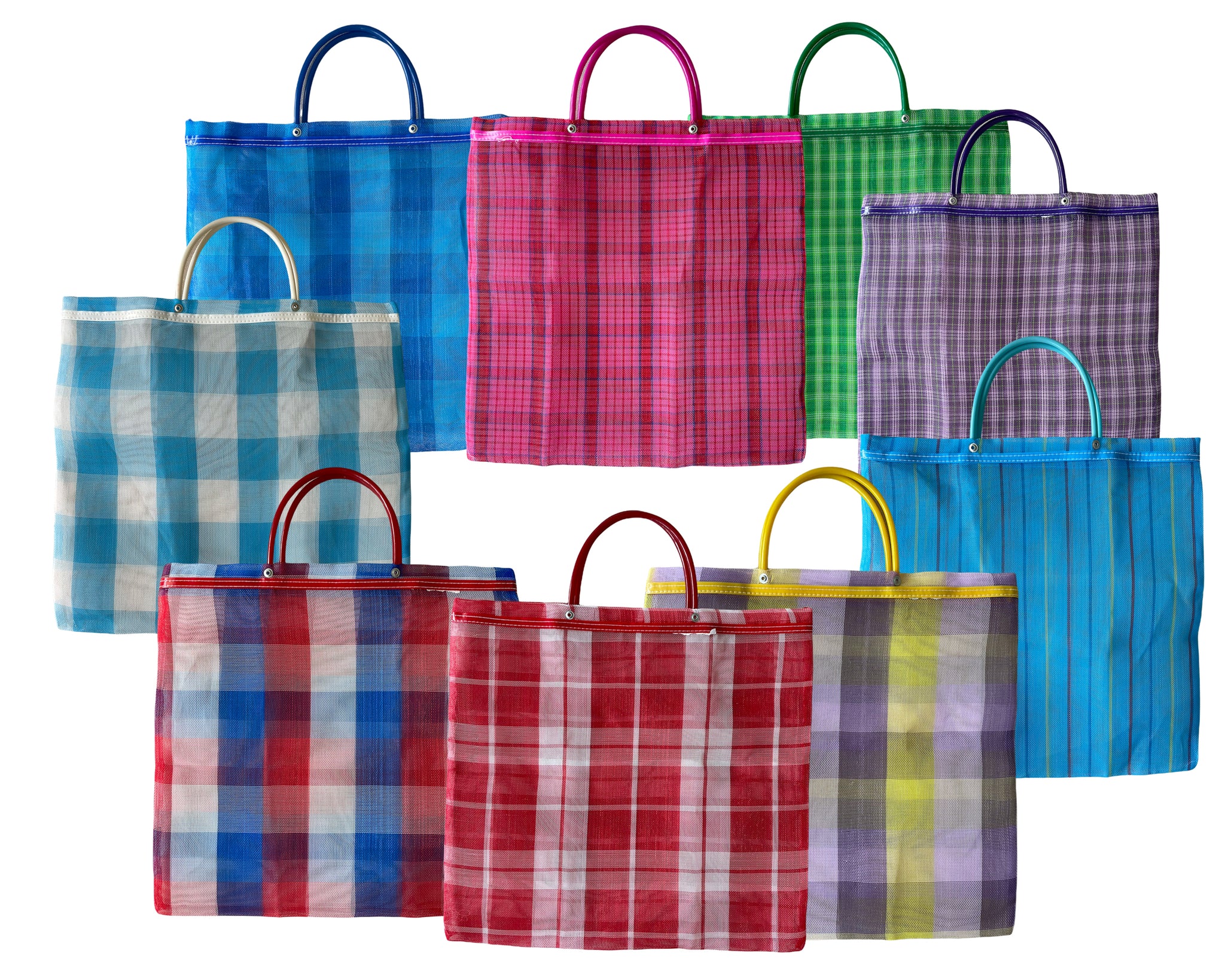 Medium Mexican Plastic Tote Beach Market Bag 14.5 x 15 in Pura Vida