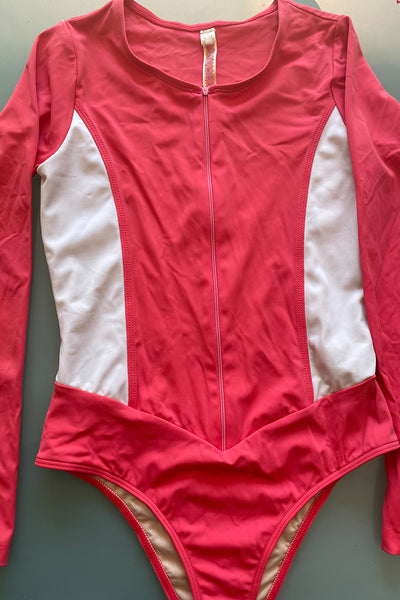 Vaquero Surf Swimsuit Coral and White Side Pura Vida