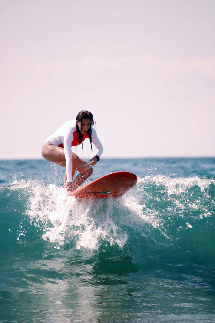 Vaquero Surf Swimsuit White and Coral Pura Vida