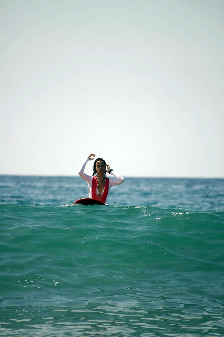 Vaquero Surf Swimsuit White and Coral Pura Vida