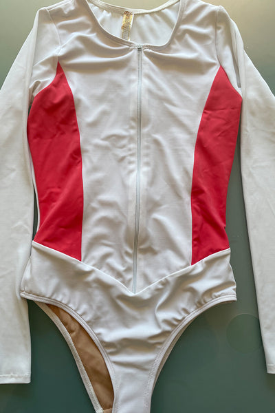 Vaquero Surf Swimsuit White and Coral Side Pura Vida