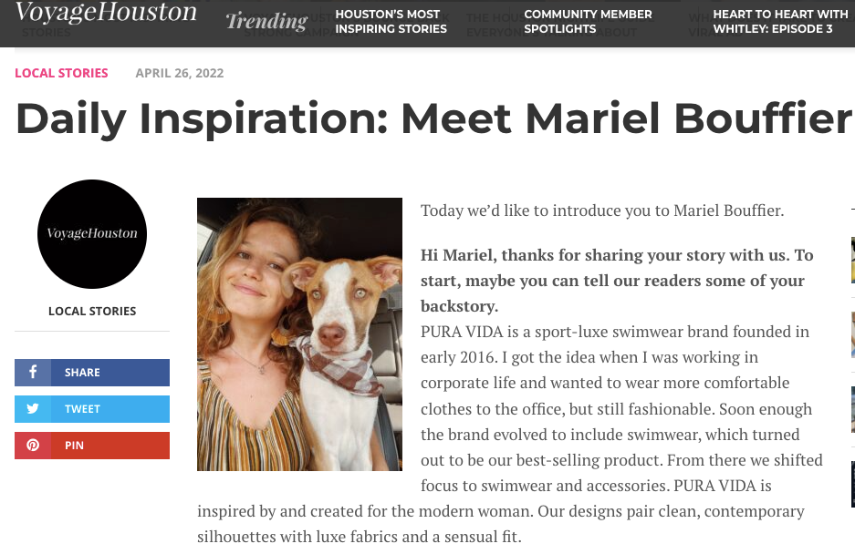Voyage Magazine Houston Interview with Founder Mariel Bouffier