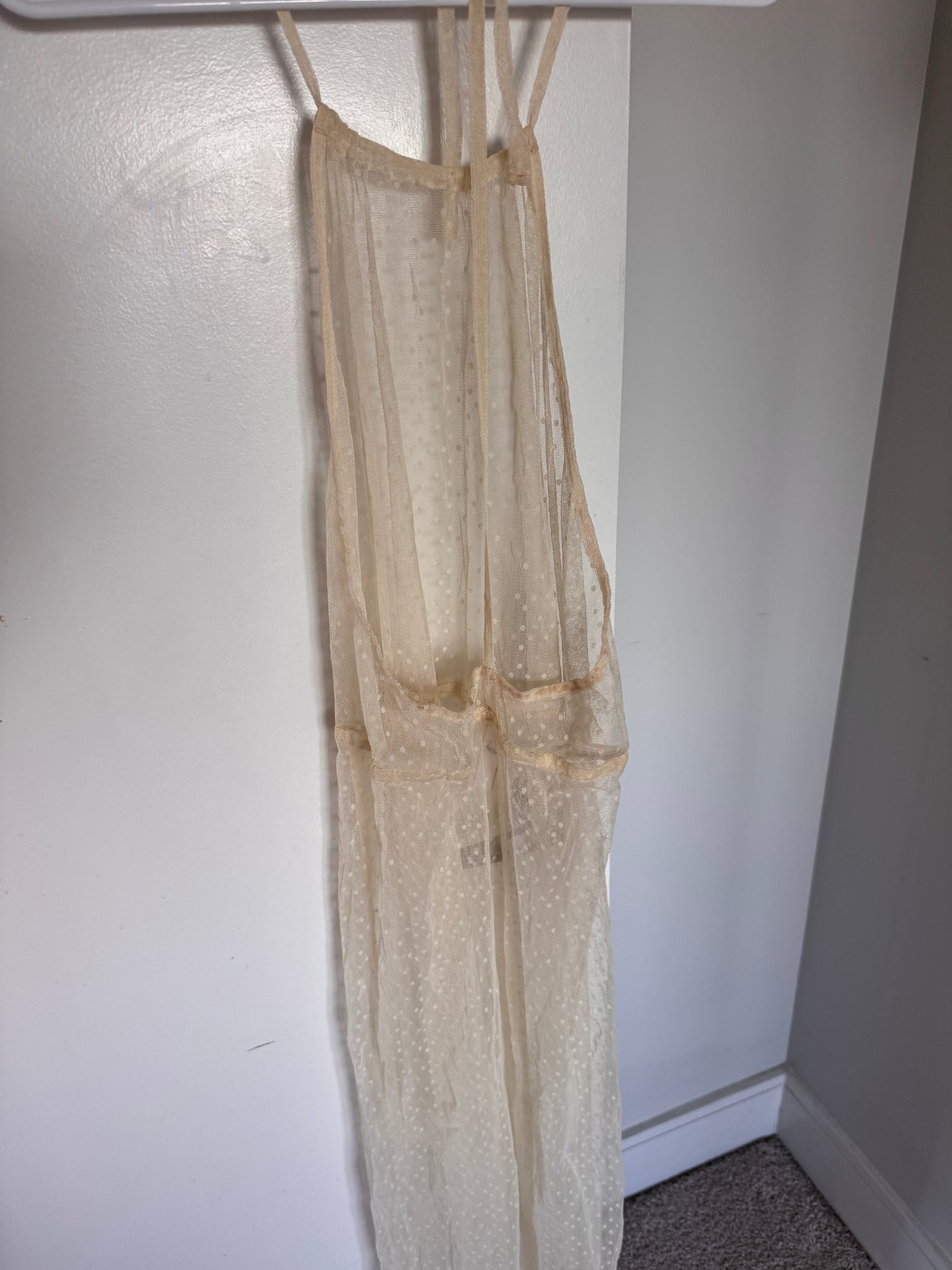 Ivory Chiffon Sheer Babydoll Halter Robe Regular Size Women's Swimsuit Coverup
