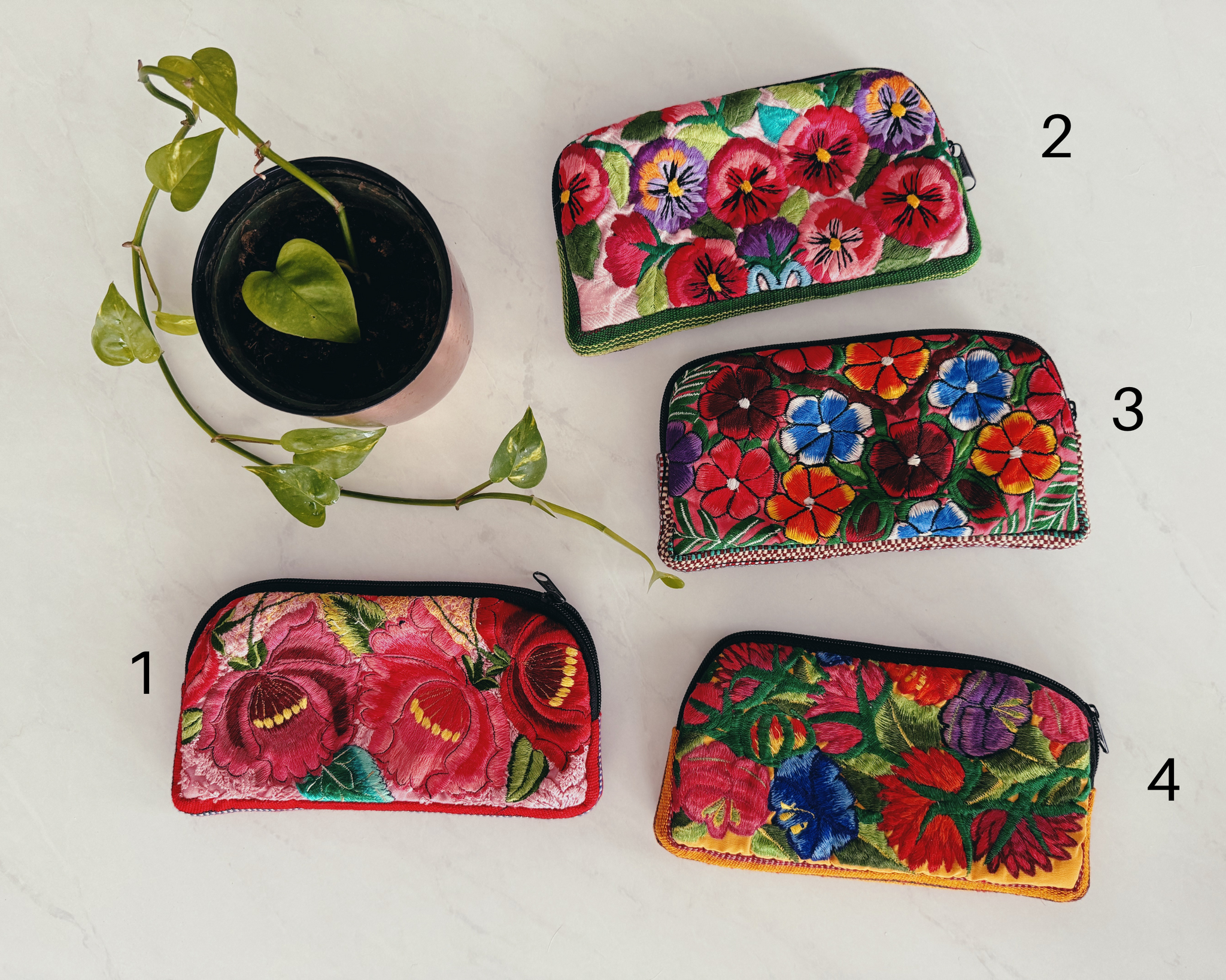 Mexican Embroidered Flowers Cosmetic Bag