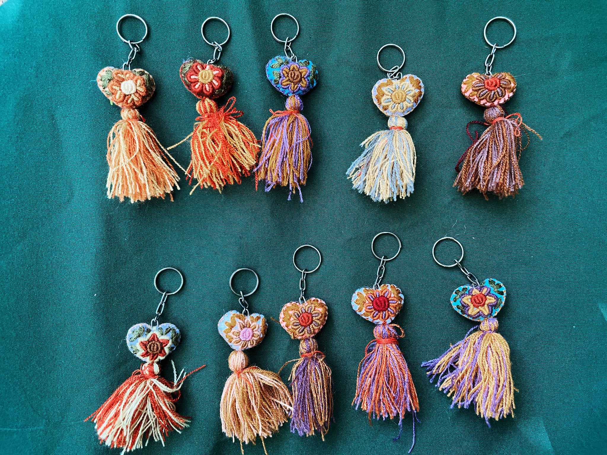 Embroidered Keychain | flowers heart design