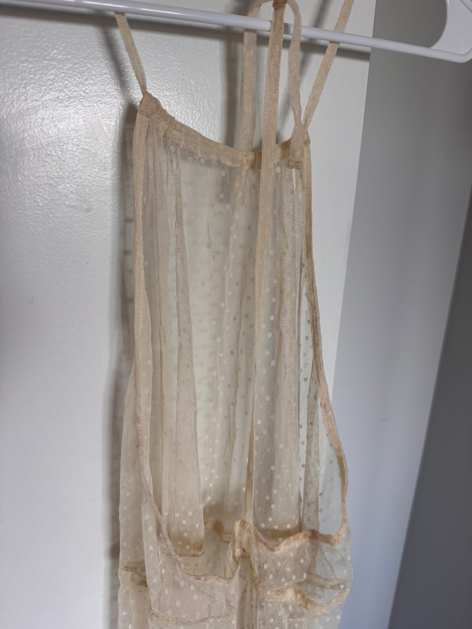 Ivory Chiffon Sheer Babydoll Halter Robe Regular Size Women's Swimsuit Coverup