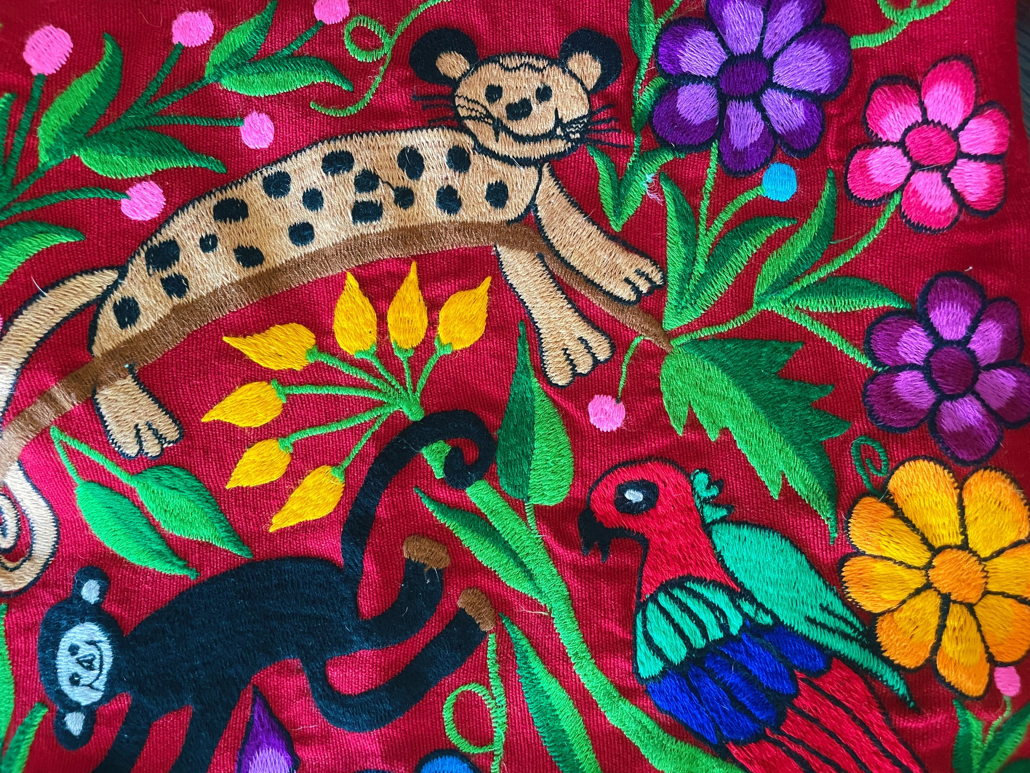 Embroidered Animal Mexican Pillow Case