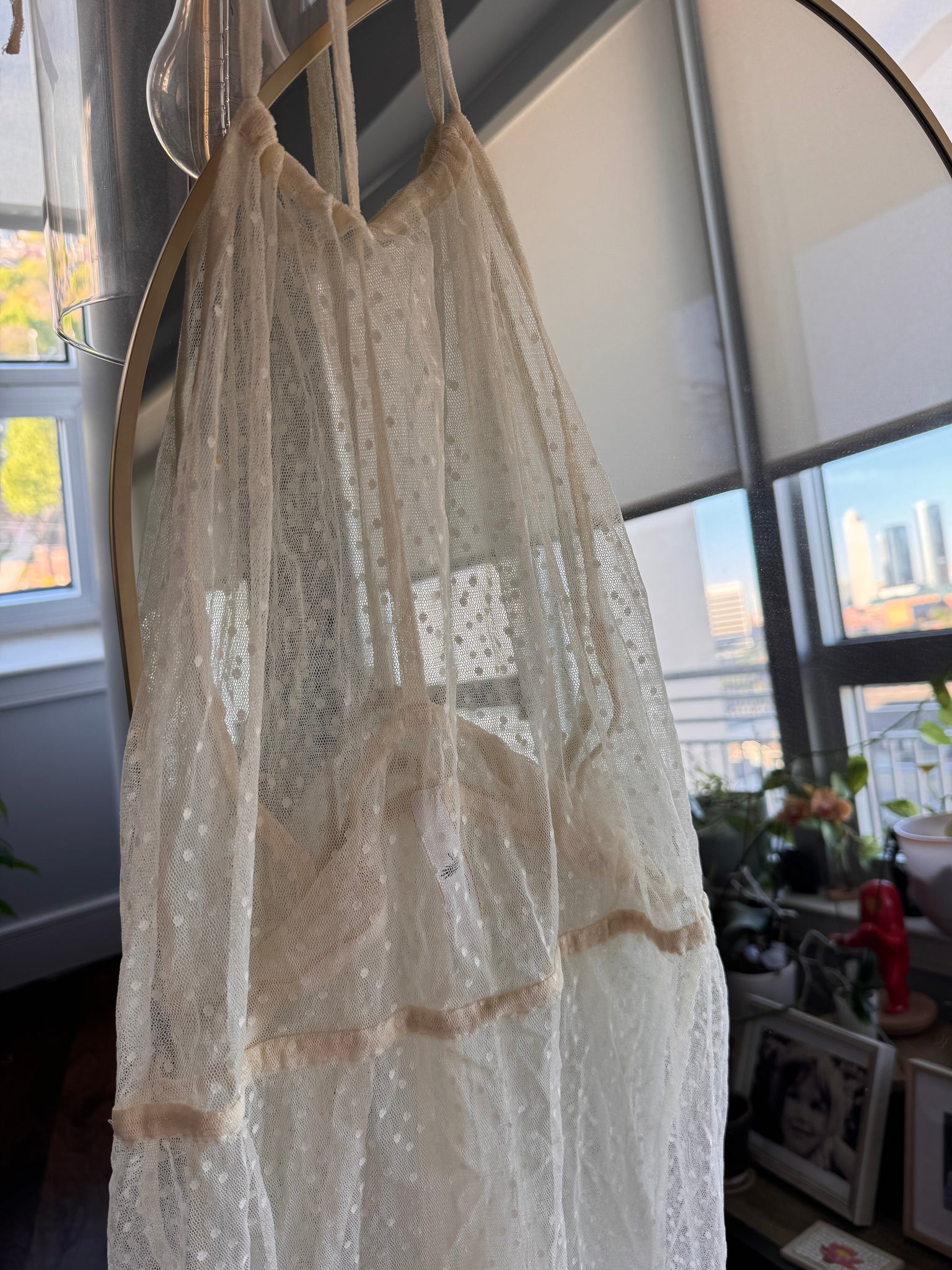 Ivory Chiffon Sheer Babydoll Halter Robe Regular Size Women's Swimsuit Coverup