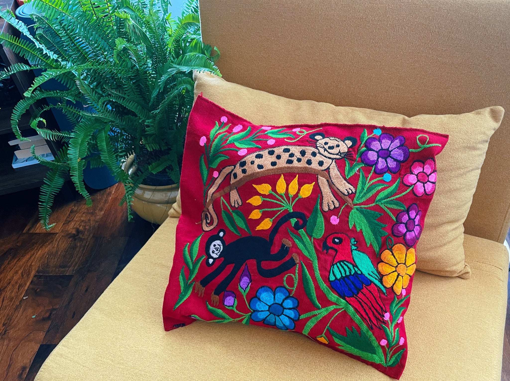 Embroidered Animal Mexican Pillow Case