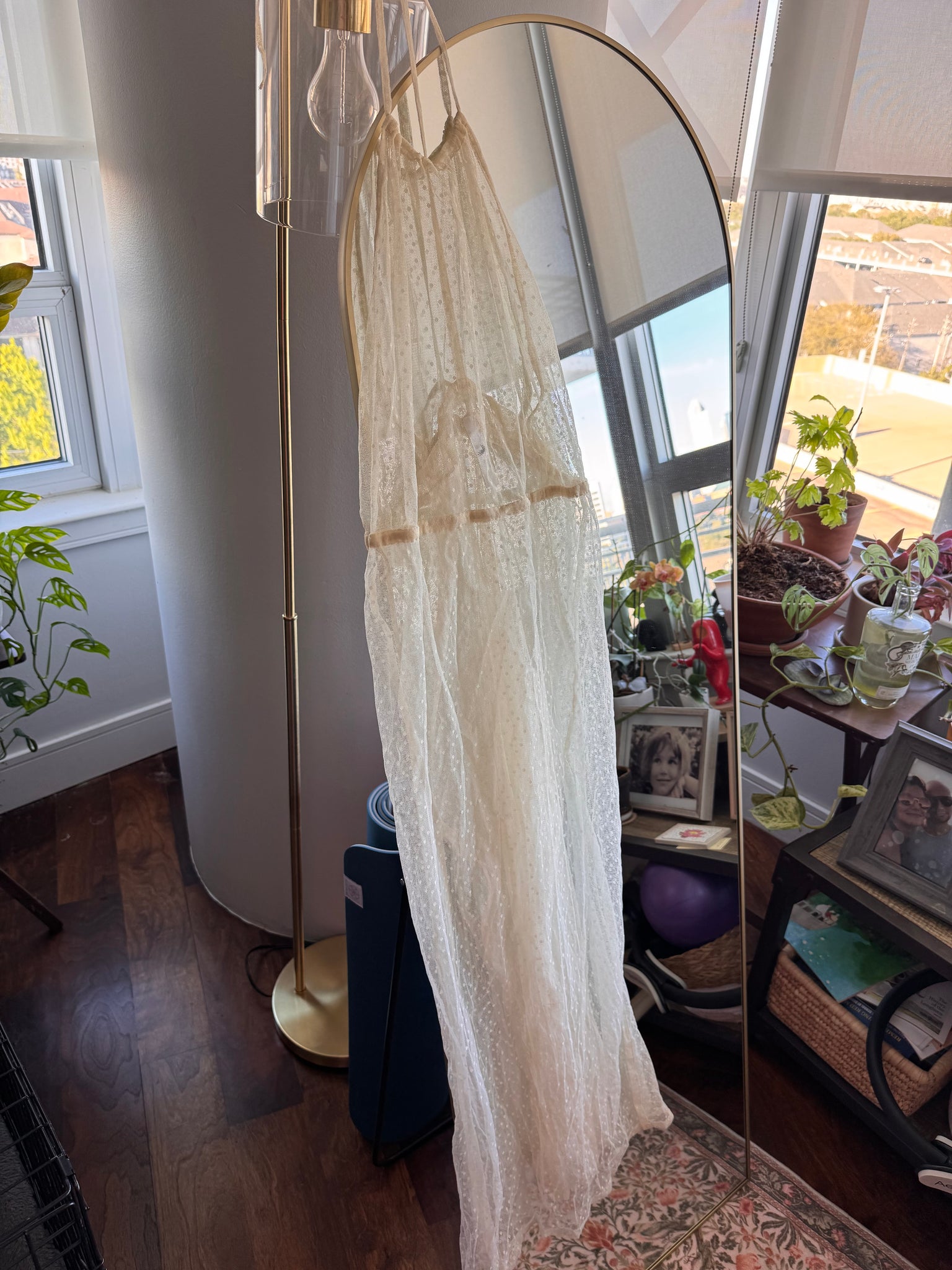 Ivory Chiffon Sheer Babydoll Halter Robe Regular Size Women's Swimsuit Coverup