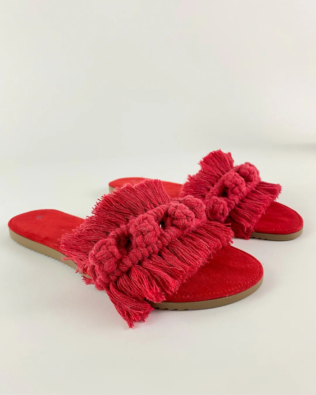 Handmade Mexican Red Macrame Sandals